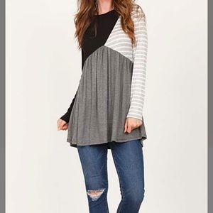 Black & Charcoal Colour Block Tunic